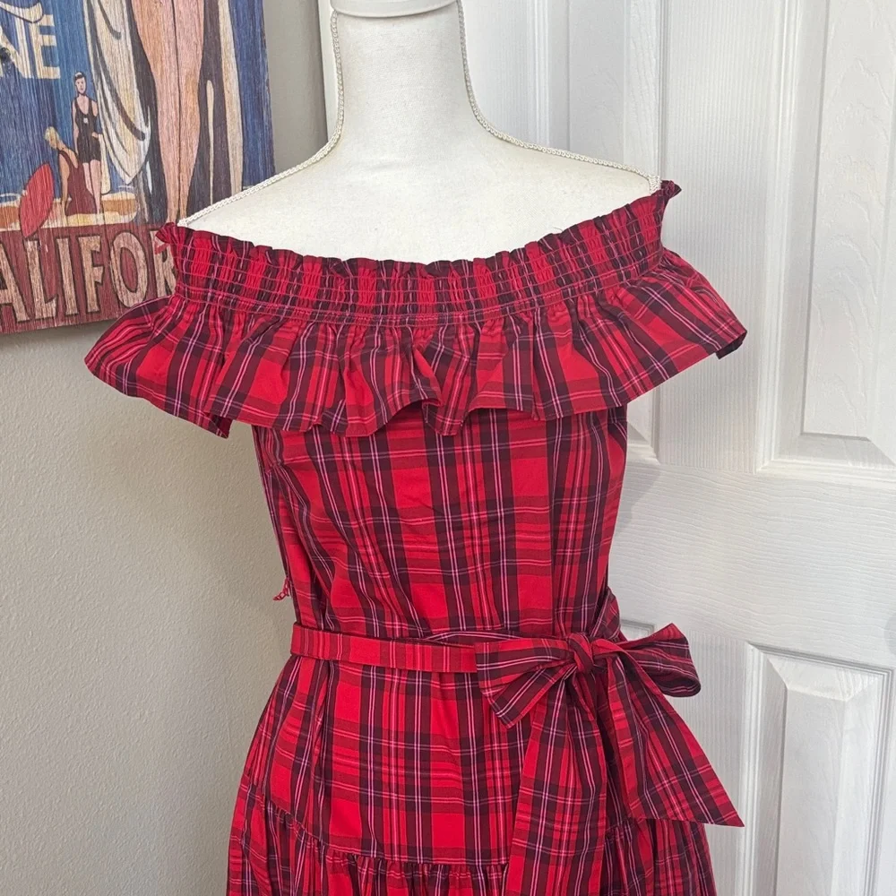 Draper James Red Check Midi Dress - Picture 4 of 5